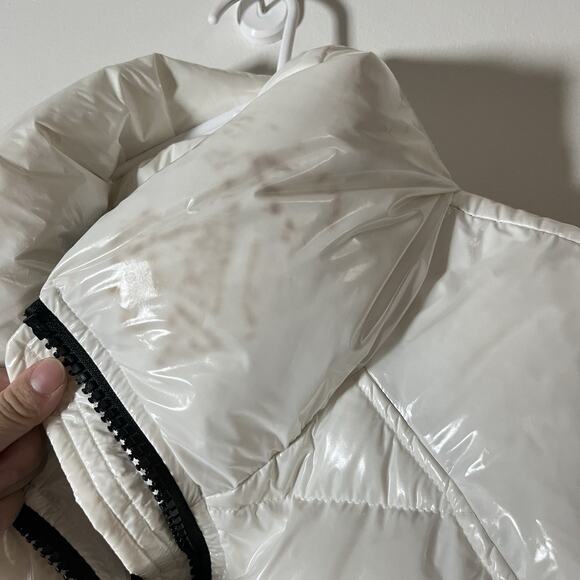 SAM NEW YORK Freedom White Glossy Down Puffer Vest Down Filled Sz L Flaws - Picture 7 of 11